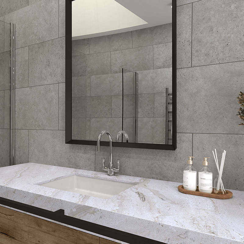 Grey Concrete Open V Groove Tile 5mm Zest Wall Panels 300mm x 600mm Pk11 Image